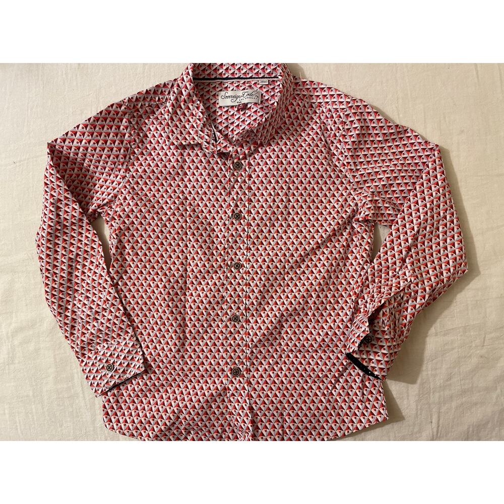 Sovereign Code Red and White Button Down Shirt Boys size 6 Patterned